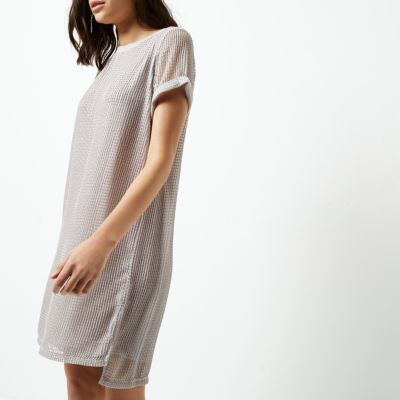 Grey mesh T-shirt dress